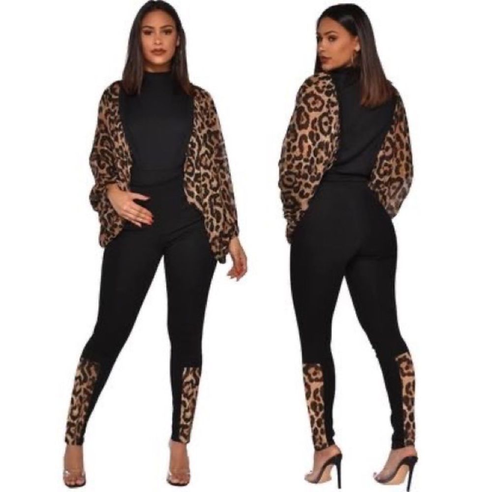 Sexy Leopard printed lantern jumpsuit - Picture 2 of 2
